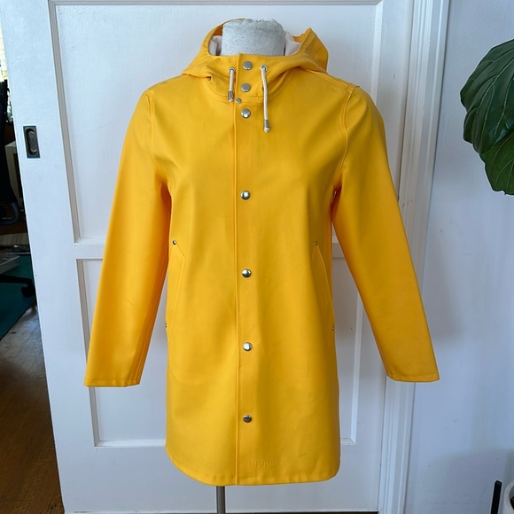 Stutterheim Stockholm unisex raincoat rain coat jacket yellow XXS womens S Rains - Picture 4 of 11